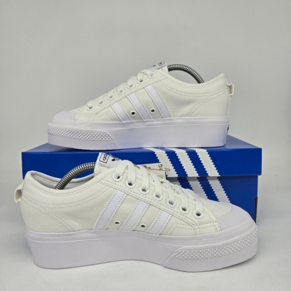New adidas Nizza Platform Triple White Women's Shoes Size 9.5 - Picture 5 of 8